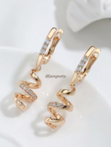 Gold Drop Earrings For Women 925 Sterling Silver Swirl Moissanite Earrings Gift. - £56.28 GBP