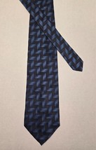 SPQR 100% Silk Geometric Black/Blue Tie 60&quot; x 3.75&quot; - $11.87