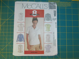 McCall's 2094 Size 4 6 8 Misses' Top Blouse Shirt - $12.86