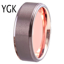 Ry gunmetal tungsten ring rose golden inside wedding band engagement ring free shipping thumb200