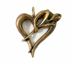 Vintage Open Heart &amp; Flower Pendant (Unmarked) Tested Sterling Silver - £19.12 GBP