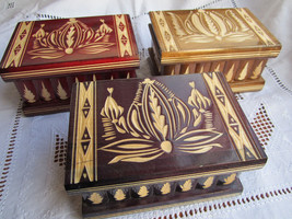 Lot of 3x Large Vintage *Puzzle* Wooden Jewelry Box w/ Hidden Compartmen... - $185.75