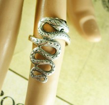 Sterling snake ring with a serpent that crawls down your finger black rhinestone - £116.26 GBP