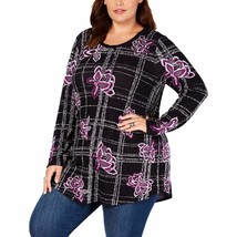 Style &amp; Co. Womens Plus Jacquard Printed Pullover Top Black 0X - £15.50 GBP+