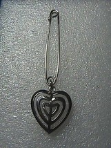 Silver Tone Safety Pin Heart Brooch - £7.83 GBP