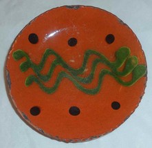 1998 Greg Shooner Redware Glazed 5 3/4&quot; Pie Plate Green Wavy Slip Decoration - £79.93 GBP