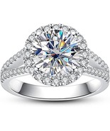 3 Ct Round Lab Created Diamond Halo Wedding Ring 14k White Gold Plated - £70.88 GBP