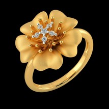 Sun Flower 18k Gold Natural diamond ring ,Natural Diamond Ring, Handmade Yellow  - £682.65 GBP