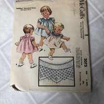 Childs/Girls Mccalls 2075 Pattern Smocking Transfer Dress Sz 6 Mth Vintage 1956 - $20.42