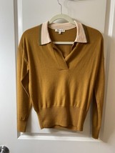 Madewell Women&#39;s Small Polo Sweater Burnt Orange  100% Merino Wool - £19.43 GBP