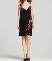 $298 Elie Tahari Renee Dress Black Red Floral Ruched Jersey Silk ( 2 ) - £158.73 GBP