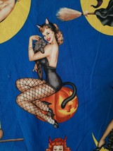 2 Yd Alexander Henry Fabric Pinup Bewitched Sexy Halloween Witch Devil Black Cat - £35.77 GBP