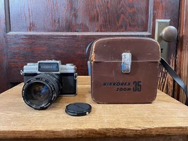 Vintage Nikkorex Zoom 35mm Camera Nikkor Leather Case Untested Parts or Repair - £30.44 GBP