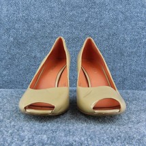 Via Spiga  Women Peep Toe Heel Shoes Beige Patent Leather Size 10.5 Medium - £13.37 GBP