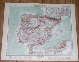 1932 Original Vintage Map Of Spain And Portugal Spanish Morocco Ceuta Melilla - £21.01 GBP