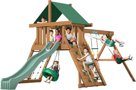 Wooden Swing Set, Climbing Wall for Kids, Playground Slide Tire Swing - £2,813.98 GBP