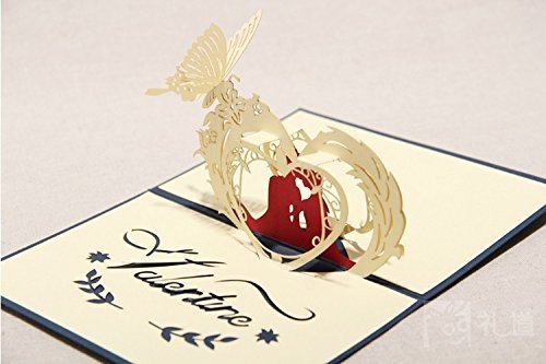 3D Laser-cut Gift &amp; Greeting Card With Lover &amp; Heart for Valentine Day S... - $0.98