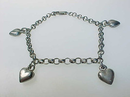Vintage STERLING Silver HEARTS Bracelet - made in Italy - FREE SHIPPING - $45.00