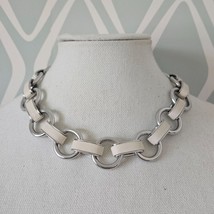 Banana Republic Necklace Chunky Silver and Ivory Inlay Statement Choker - £18.56 GBP
