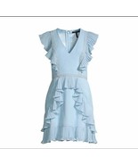 BCBG Maxazria Tyrah dress Crystal blue Ruffle NWT Size 0 - £61.79 GBP