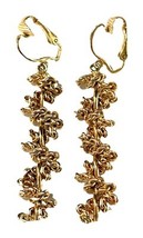Vintage Gold Tone Textured Dangle Clip-On Earrings – Rope Cluster Chain ... - $16.95