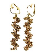 Vintage Gold Tone Textured Dangle Clip-On Earrings – Rope Cluster Chain ... - $23.25 CAD