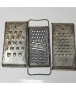 Primitive Metal Grater Set Rustic Kitchen Utensil Three-Piece Grater Col... - £14.34 GBP