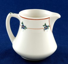 Syracuse China OPCO Restaurant Ware Creamer Red Lines Blue Flowers Old Ivory - £5.59 GBP