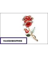 Rhinestone Lucid Crystal with 18k Gold Plated Rose Pin Brooch - One Item - £14.15 GBP