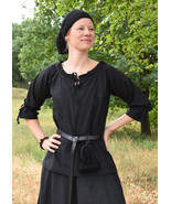 Black Medieval Pirate Blouse – 3/4 Sleeve Cotton Top with Ruffles (S–XXL) - $39.99