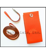 AUTH NIB Hermes PLANETTE Phone Case Short &amp; Long Strap Orange CHEVRE Lea... - £1,831.88 GBP