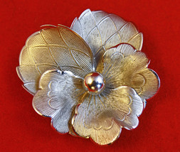 Vintage Danecraft Sterling Silver Pansy Brooch, Mid to late 1940&#39;s - $49.00