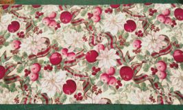 Fabric Kaufmann Pomegranate Plums White Points w/Green/Boysenberry Ribbo... - $1.95