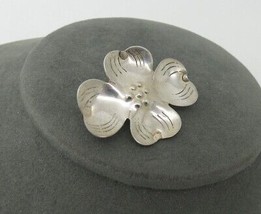 Vintage Sterling Silver Brooch Dogwood Brooch Pin Marked Handmade 3.8g E... - $18.80