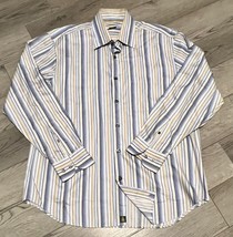 Robert Talbot Long Sleeve Button Down Striped Shirt Size Large White Yel... - £15.49 GBP