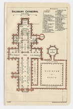 1924 Original Vintage Plan Of Salisbury Cathedral / England - £13.45 GBP