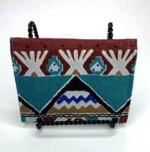 Vintage 80s Fabric Wallet Southwestern Primitive Tribal Aztec Accessory Street - £14.49 GBP