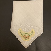 VINTAGE HANKY Handkerchief Applique EMBROIDERY Flowers 9” X 9” - $8.91