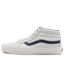 new mens size 8.5/womens 10 vans sk8 mid leather white/navy VN0A3MV8FS8 - $71.24