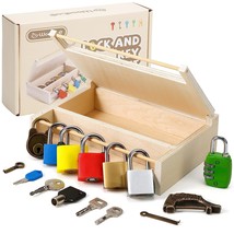 8 Pcs Montessori Lock And Key Toy Set For Toddlers, Wooden Montessori Materials, - £32.52 GBP