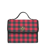 Red Plaid Pattern Waterproof Canvas Bag Laptop Briefca - £27.53 GBP