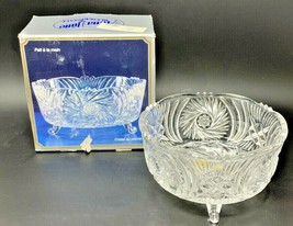 Lead Glass Star Design Bowl Oval Footed Anna Hutte Germany Heavy Origina... - $26.55