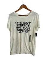Torrid Womens Top Ivory Classic Fit Life Isn&#39;t Perfect Everyday Tee Shirt L Nwt - £12.77 GBP