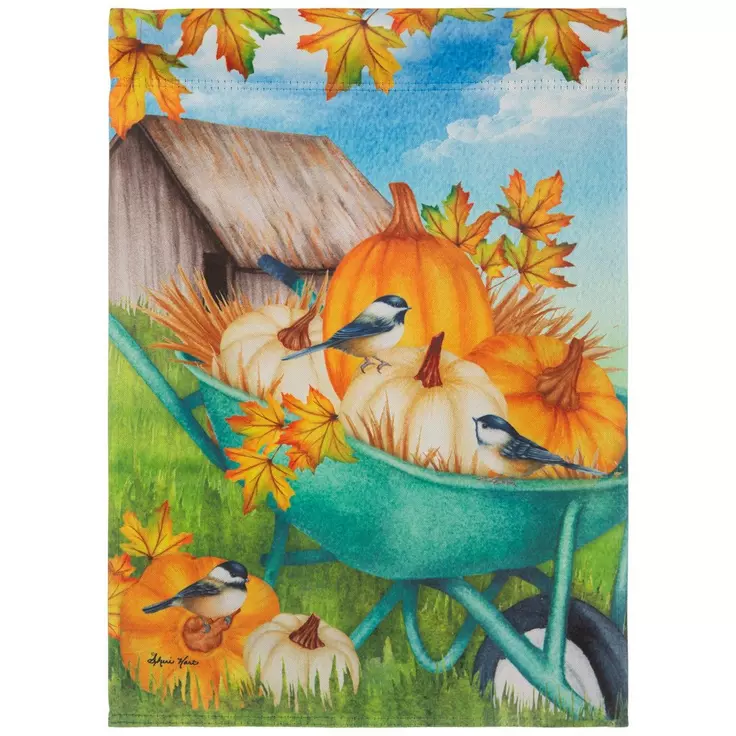 Birds &amp; Pumpkins Fall Garden Flag- 2 Sided, 12.5&quot; x 18&quot; - $9.99