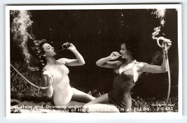 Weeki Wachee Mermaids Real Photo Postcard Women Drink Eat In Water RPPC Florida - £35.89 GBP
