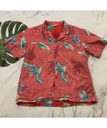 Mens Vintage Hawaiian Shirt Size XL Red Green Tropical Aloha Tiki Coconu... - $26.72