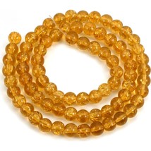 Topaz Crackle Glass Round Loose Beads 6mm 1 Strand - £22.32 GBP