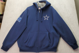 NFL Dallas Cowboys Jacket Football Mens XL Navy Sherpa Lined Hooded Full... - $27.67