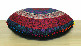 Round Floor Cushion Cover Indian Mandala Meditation Ottoman Pouf Pillow Case - £11.07 GBP+
