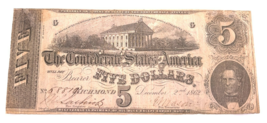 1862 Confederate States of America Note Sixth Series T-60 Very Fine VF - $120.66